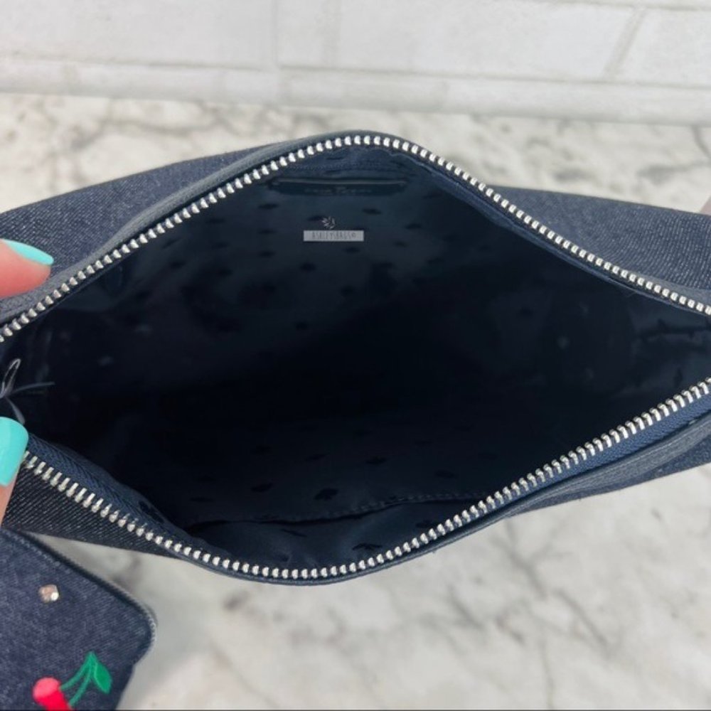 Kate Spade Denim Cherry Embroidered Rosie CrossbodyShoulder Bag & Coin Purse - Picture 7 of 11